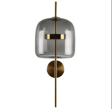 The Exordium wall light with smoke glass and brass finish