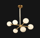 Gold chandelier with globe bulbs