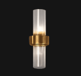 Tall cylindrical brass wall light