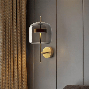 The Exordium wall light installed beside curtains